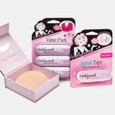 Hollywood Fashion Secrets Summer Bundle displaying value pack fashion tape, splash tape,  and Non-Adhesive Silicone Inserts